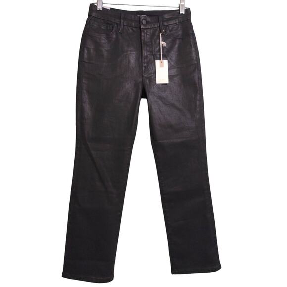 Good American Womens Good Legs Straight Leg Jeans Black Coated High Rise 10 New